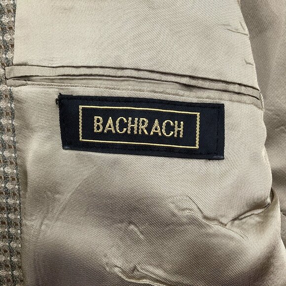 Bachrach Blazer Men 42L‎ Beige Gray Check Woven Classic Jacket Wool Canada VTG - Picture 11 of 15